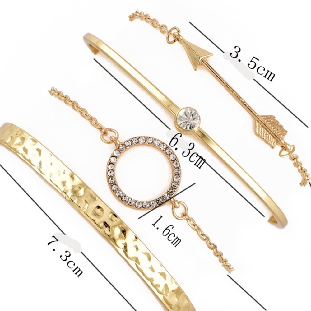 “Madeline” Diamond Boho Stacked Minimal Bracelets - Picture 2 of 2